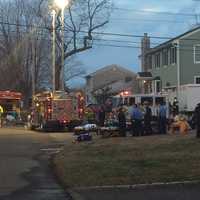 <p>Emergency crews set up in the middle of Clinton Street on Monday evening. </p>