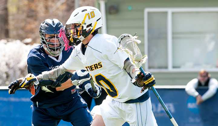 Pace University men&#x27;s lacrosse senior Matt Gebhardt totaled four points in the game against St. Anselm. 