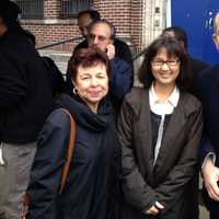 <p>Ann Silver, left, helped broker the deal that led to the purchase of the former Yonkers Jail to Maya Lin, center, and Daniel Wolf.</p>