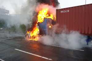 Norwalk Firefighters Extinguish Truck Fire On I-95