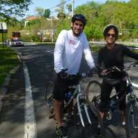 <p>Dorothy Weinstein of New Rochelle, and a friend get set for the 13.1 mile ride from Yonkers to White Pains during Westchester County&#x27;s Bicycle Sundays program.</p>