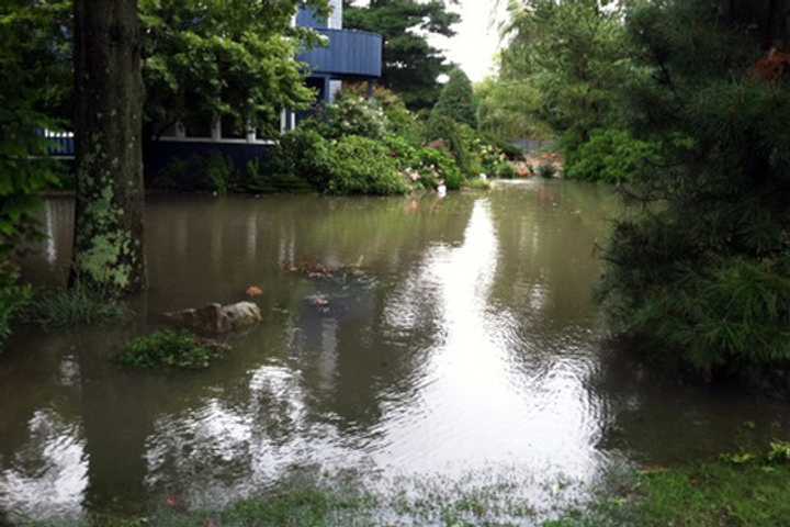 Flooding in the Saugatuck Shores area of Westport after a storm.