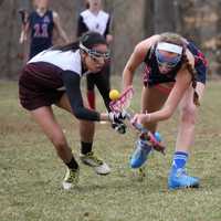 <p>Brouwer participating in a lacrosse game for the Harvey School.</p>