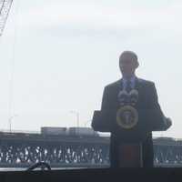 <p>President Obama delivering a 16-minute speech at Sunset Cove Restaurant at the Washington Irving Boat Club in Tarrytown Wednesday.</p>