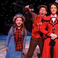 <p>Michelle Moughan (as Jane Banks), Leo Ash Evans (as Bert), Brandon Singel (as Michael Banks) and Lauren Blackman (as Mary Poppins)</p>