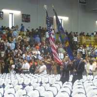 <p>Veterans carry the flags at Pace&#x27;s commencement ceremony.</p>