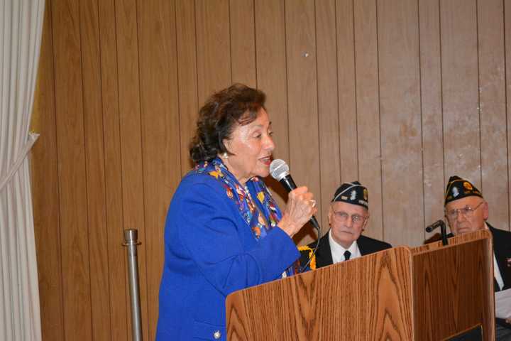 Rep. Nita Lowey speaks at Mount Kisco&#x27;s 2014 Memorial Day service.