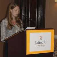 <p>Sarah Reingold reads a congratulatory letter from the Office of U.S. Sen. Kirsten Gillibrand.</p>