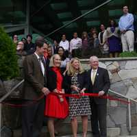 <p>Fairfield First Selectman Michael Tetreau, along with U.S. Rep. Jim Himes, welcomes Save the Children CEO Carolyn Miles and Board of Trustees Chairwoman Anne Mulcahy to Fairfield with a ribbon-cutting Monday morning. </p>