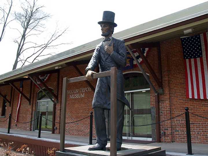 A flagpole will join the Abraham Lincoln statue at the Lincoln Depot Museum in Peekskill. 