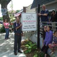 <p>Dr. Lester Sills and Dr. Zsach Ben-Adi by their new sign.</p>