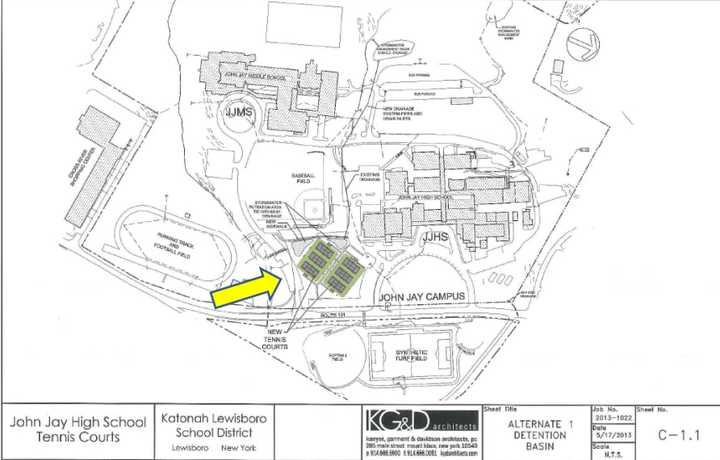 A screen shot of a map showing where the proposed John Jay campus tennis courts would go.
