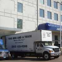 <p>Two Men and A Truck donated a crew to deliver the 14,000 bed sheet sets from Starwood Hotel to Westy Self Storage in Norwalk.</p>