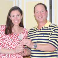 <p>Jessica Greenberger and Temple Sholom President, Dan Green during the Awards Ceremony at Temple Sholom&#x27;s 2nd Annual Golf &amp; Tennis Outing at Fairview Country Club in Greenwich.</p>