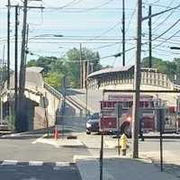 <p>The Fairfield Fire Department blocks the bridge on Friday morning. </p>