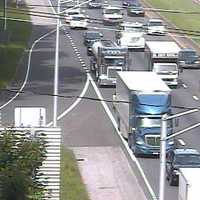 <p>Traffic is jammed on I-95 at the East Avenue exit in Norwalk on Friday afternoon. </p>