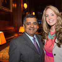 <p>From left: Provost Uday Sukhatme, Sc.D. and Nicole Muccio.</p>