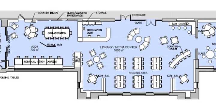 The proposed layout of the Bronxville High School learning common.