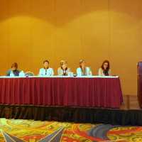 <p>The Best Practice Panel with Ann Winkler, MA, RN, CCRN, staff educator at Northern Westchester Hospital, who is sitting just to the left of the podium.</p>