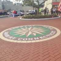 <p>A giant logo graces the center of the eastern end of Kennedy Park in Danbury. The park will host the city&#x27;s Farmers Market, which opens for the season Friday. </p>