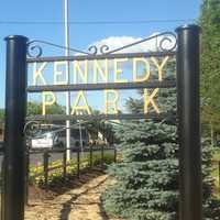 <p>A new sign graces the western end of Kennedy Park in downtown Danbury. </p>