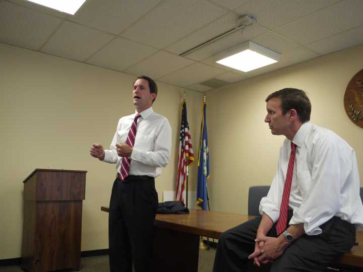 Congressman Jim Himes and U.S. Senator Chris Murphy spoke Monday about their concerns for the future of corporate identities with the recent Supreme Court decision. 