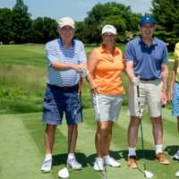 <p>Barrie Damson, Golf Pro Tish Certo, Arthur Levitt, Edgar Wachenheim</p>