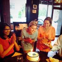 <p>Koala Park Daycare owner Karina Wyllie with several appreciative parents in Tuckahoe.</p>