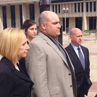 <p>Robert Borrelli talks to media after the arraignment of Brendan Cronin Thursday, July 10.</p>