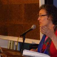 <p>Claudia Jaffe talks at a public hearing on the French-American School of New York&#x27;s proposed 130-acre White Plains campus.</p>