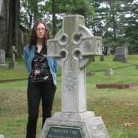 <p>Rachel Mason at the burial spot of Hamilton Fish in Garrison. </p>