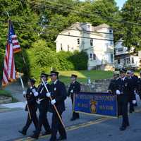 <p>Mount Kisco firefighters march in the parade.</p>