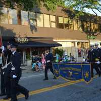 <p>Katonah firefighters march in the Mount Kisco parade.</p>