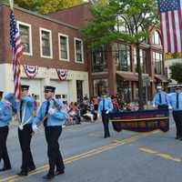 <p>Pound Ridge firefighters march in Mount Kisco&#x27;s parade.</p>