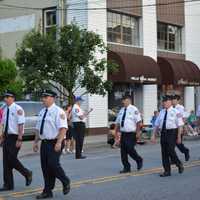 <p>Valhalla firefighters march in Mount Kisco&#x27;s parade.</p>