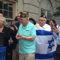 <p>Members of the Jewish War Veterans White Plains Post 191 attended the pro-Israel rally Thursday. </p>