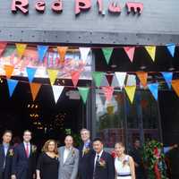 <p>Mayor Thomas Roach and state Assemblyman David Buchwald attended the grand opening of Red Plum Modnay. </p>