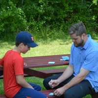 <p>Lucas Duda at an autograph signing at Summer Trails Day Camp in Somers.</p>