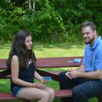 <p>Lucas Duda at an autograph signing at Summer Trails Day Camp in Somers.</p>