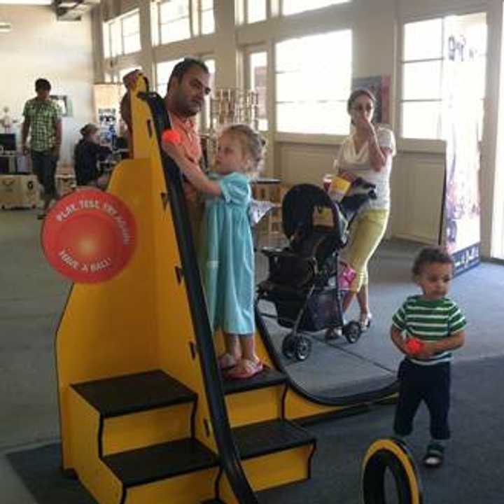 Children learn and play with Westchester Childrens Museums Build Your Own Roller Coaster Exhibit. 