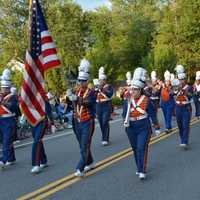 <p>A marching band plays during the South Salem Fire Department parade.</p>