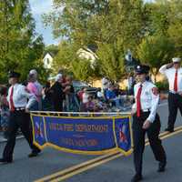 <p>Vista firefighters march in the South Salem parade.</p>