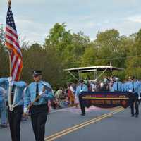 <p>Pound Ridge firefighters march in the South Salem parade.</p>