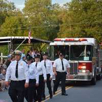 <p>Germantown (Danbury) firefighters march in the South Salem parade.</p>