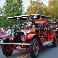 <p>A vintage New Canaan, Conn., firetruck in the South Salem parade.</p>