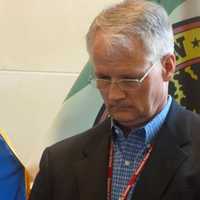 <p>A somber William McKersie, Greenwich Public Schools superintendent, during a press conference Thursday about the boating-related death of 16-year-old Emily Fedorko.</p>