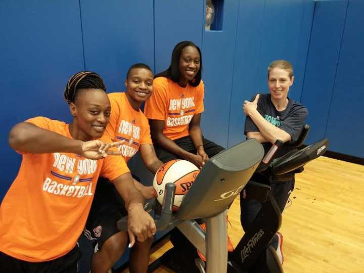 New York Liberty WNBA players were out at their training facility in Tarrytown in 2015 to help young women. Their Westchester season debut is on Friday, May 25 at the County Center.