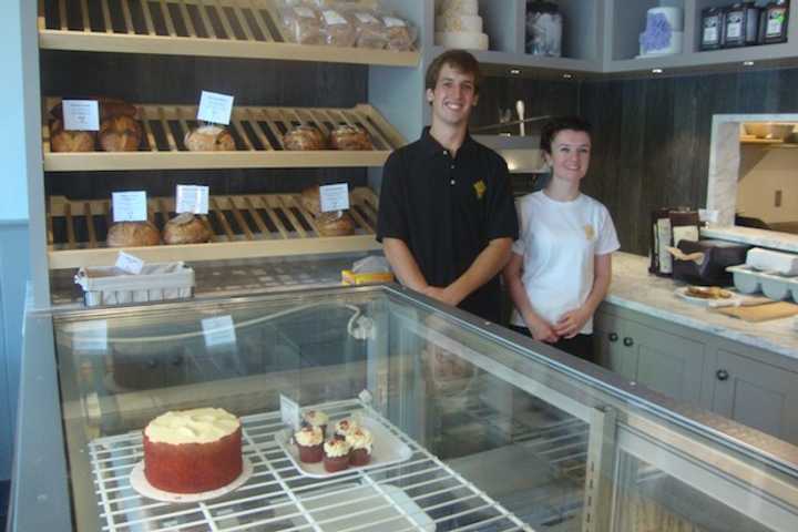 Managers Tyler Holder and Pauline Michel-Vencer are excited to open SoNo Baking Company&#x27;s newest location in Darien.