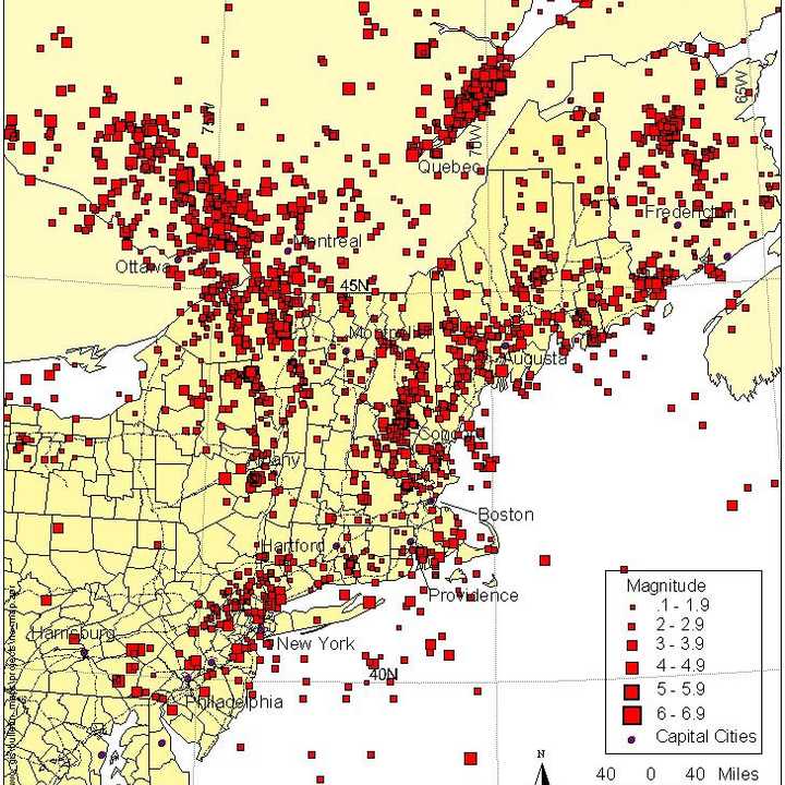 Earthquakes in the Hudson Valley have registered from 1,0 to 4-0 over the last 30 years.