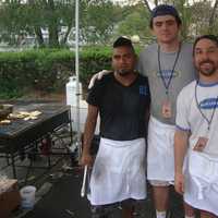 <p>Francisco Garcia, Jeff Evans and Bryan Malcarney of Blue Lemon Restaurant at the festival in Westport.</p>